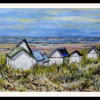 Painting titled "Les cabanes de Gouv…" by Claude Evrard, Original Artwork, Acrylic Mounted on Glass