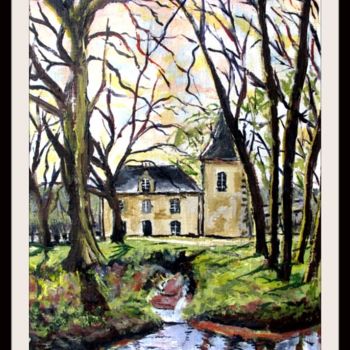 Peinture intitulée "Le moulin du Domain…" par Claude Evrard, Œuvre d'art originale, Acrylique Monté sur Verre