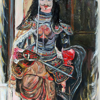 Painting titled "Marionnette en Sici…" by Claude Evrard, Original Artwork, Oil Mounted on Wood Stretcher frame