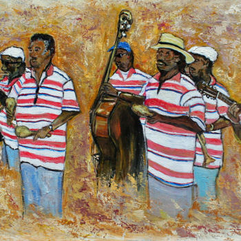 Peinture intitulée "Sur un air de salsa…" par Claude Evrard, Œuvre d'art originale, Huile Monté sur Châssis en bois