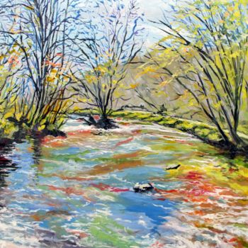 Peinture intitulée "EAUX VIVES (rivière…" par Claude Evrard, Œuvre d'art originale, Huile Monté sur Châssis en bois