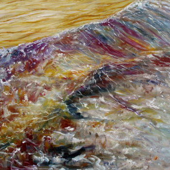 Malerei mit dem Titel "VAGUES AU SOLEIL CO…" von Claude Evrard, Original-Kunstwerk, Öl Auf Keilrahmen aus Holz montiert