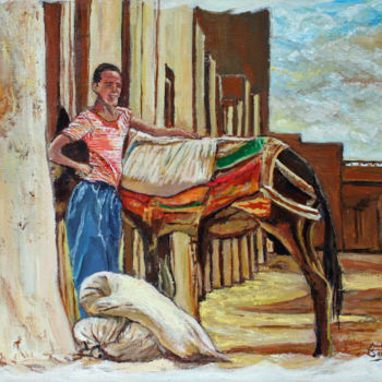 Картина под названием "LE JEUNE HOMME ET S…" - Claude Evrard, Подлинное произведение искусства, Масло Установлен на Деревянн…