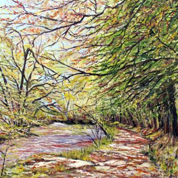 Peinture intitulée "Promenade au bois d…" par Claude Evrard, Œuvre d'art originale, Huile Monté sur Châssis en bois