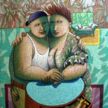 Peinture intitulée "Dominique et Yolanda" par Claude Feuillet, Œuvre d'art originale, Huile