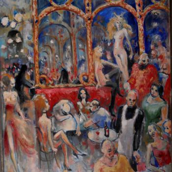 Malerei mit dem Titel "Le grand café" von Claude Hardenne, Original-Kunstwerk