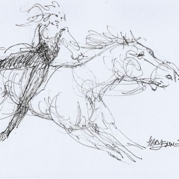 Drawing titled "Voltigeuse" by Claude Hardenne, Original Artwork