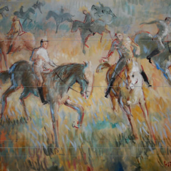 Painting titled "CAVALIERS" by Claude Hardenne, Original Artwork