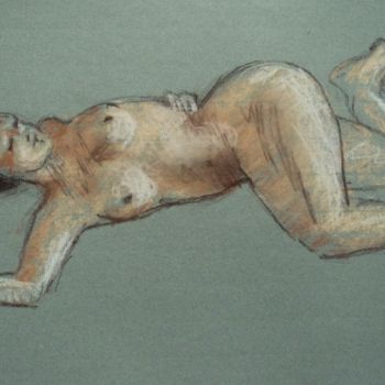 Drawing titled "Olga couchée" by Claude Hardenne, Original Artwork