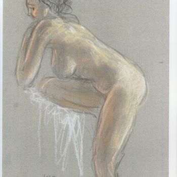 Dibujo titulada "Etude de nu" por Claude Hardenne, Obra de arte original