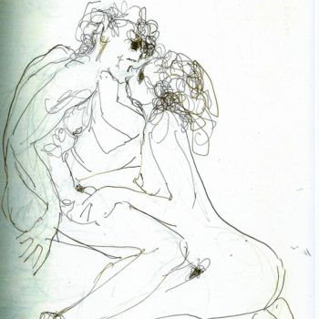Zeichnungen mit dem Titel "Amour" von Claude Hardenne, Original-Kunstwerk