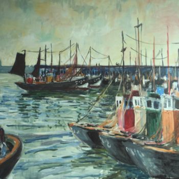 Pittura intitolato "Port de Zeebruges" da Claude Hardenne, Opera d'arte originale