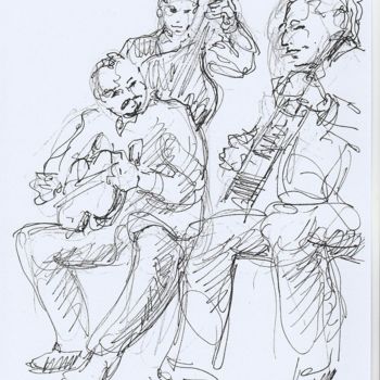 Σχέδιο με τίτλο "En jouant du Django" από Claude Hardenne, Αυθεντικά έργα τέχνης