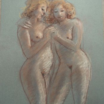 Dessin intitulée "deux amies" par Claude Hardenne, Œuvre d'art originale