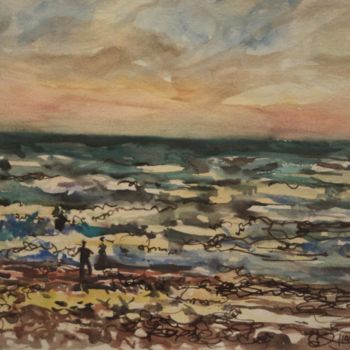 Painting titled "Gros temps à Audres…" by Claude Hardenne, Original Artwork