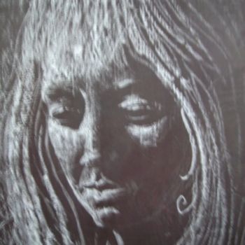 Tekening getiteld "visage" door Claude Hardenne, Origineel Kunstwerk