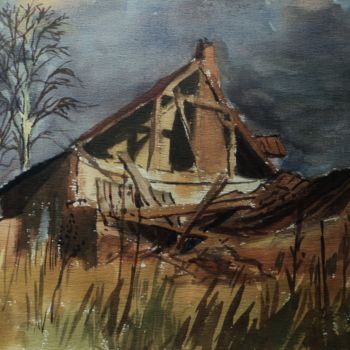 Pintura titulada "La ruine" por Claude Hardenne, Obra de arte original