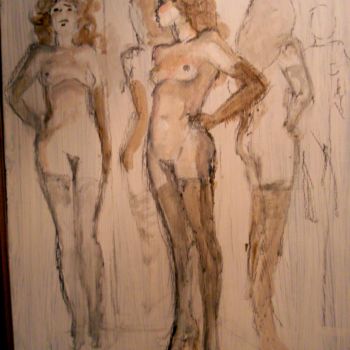 Pintura titulada "femme aux miroirs" por Claude Hardenne, Obra de arte original