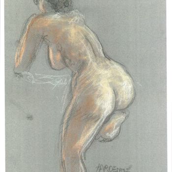 Pintura titulada "Etude, nu de dos" por Claude Hardenne, Obra de arte original