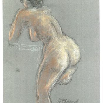 Painting titled "Etude, nu de dos" by Claude Hardenne, Original Artwork