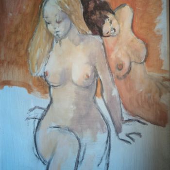Drawing titled "Deux amies (in prog…" by Claude Hardenne, Original Artwork