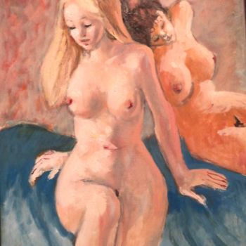Ζωγραφική με τίτλο "Deux amies" από Claude Hardenne, Αυθεντικά έργα τέχνης
