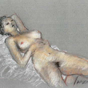 Drawing titled "Etude d'après modèle" by Claude Hardenne, Original Artwork