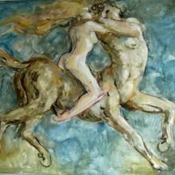 Painting titled "centaure amoureux" by Claude Hardenne, Original Artwork