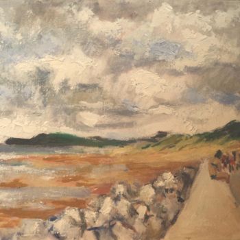 Painting titled "La digue de Wissant" by Claude Hardenne, Original Artwork