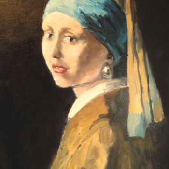 Painting titled "Jeune fille au turb…" by Claude Hardenne, Original Artwork, Oil