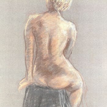 Drawing titled "Nue de dos" by Claude Hardenne, Original Artwork, Pastel