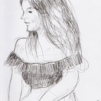 Drawing titled "Fantine Harduin act…" by Claude Hardenne, Original Artwork, Marker