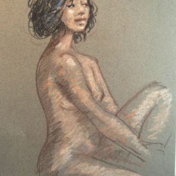 Drawing titled "Olga" by Claude Hardenne, Original Artwork, Pastel