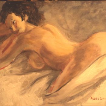 Painting titled "Repos" by Claude Hardenne, Original Artwork, Oil