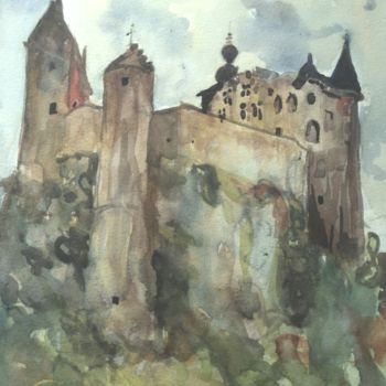Картина под названием "château de Mielmont" - Claude Hardenne, Подлинное произведение искусства, Акварель