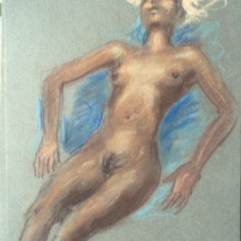 Drawing titled "Reposée" by Claude Hardenne, Original Artwork, Pastel