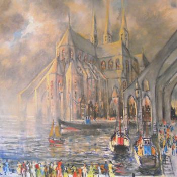Ζωγραφική με τίτλο "Notre Dame des mari…" από Claude Hardenne, Αυθεντικά έργα τέχνης, Λάδι