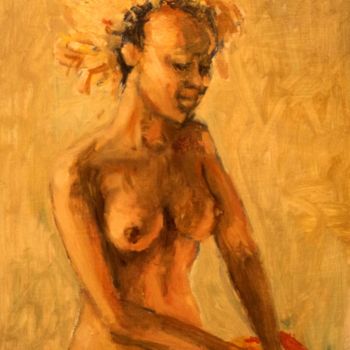 Картина под названием "Africaine" - Claude Hardenne, Подлинное произведение искусства, Масло