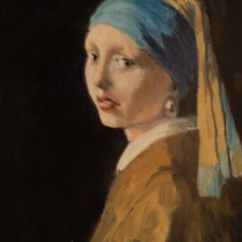 Pittura intitolato "La perle (d'après V…" da Claude Hardenne, Opera d'arte originale, Olio