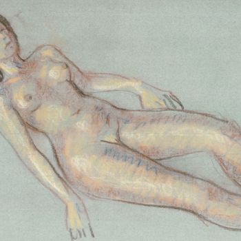 Drawing titled "reposée" by Claude Hardenne, Original Artwork, Pastel