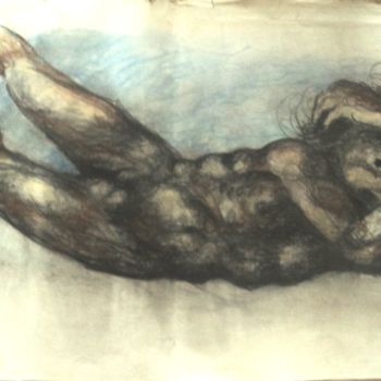 Drawing titled "chute" by Claude Hardenne, Original Artwork, Charcoal