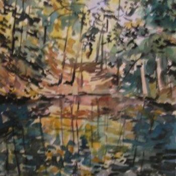Painting titled "reflets" by Claude Hardenne, Original Artwork, Watercolor