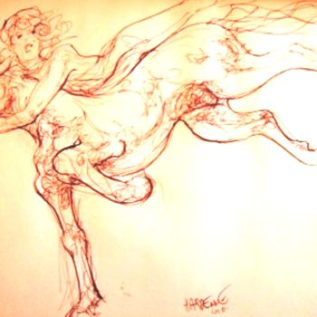 Dibujo titulada "chuter!" por Claude Hardenne, Obra de arte original, Tinta