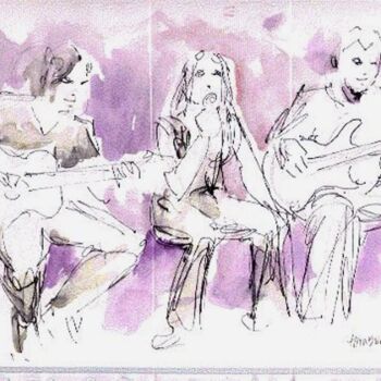 Drawing titled "TRIO" by Claude Hardenne, Original Artwork, Ink