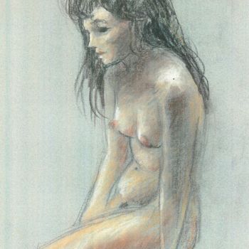 Disegno intitolato "Un modèle" da Claude Hardenne, Opera d'arte originale, Pastello
