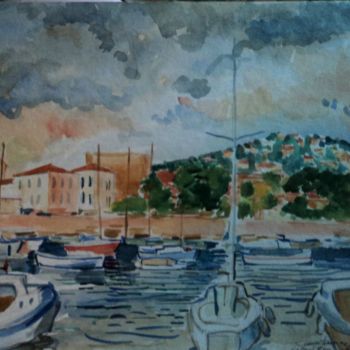 Painting titled "Cannes, le Mouré Ro…" by Claude Hardenne, Original Artwork, Watercolor