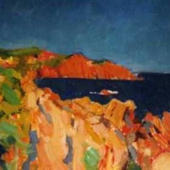 Painting titled "L'Esterel" by Claude Hardenne, Original Artwork, Oil