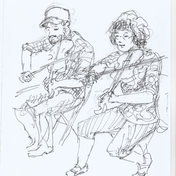 Drawing titled "folk" by Claude Hardenne, Original Artwork, Marker