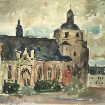 Painting titled "Montreuil sur mer,…" by Claude Hardenne, Original Artwork, Watercolor