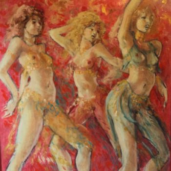 Painting titled "3 DANSEUSES" by Claude Hardenne, Original Artwork